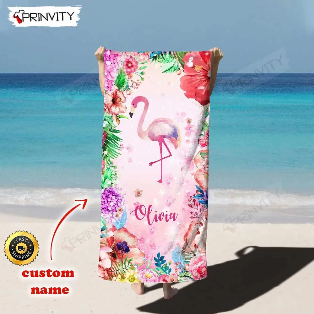 Personalized Flamingo Beach Towel, Size 30