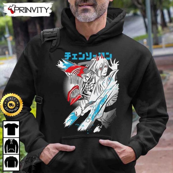 Power Chainsaw Man T-Shirt, Chainsaw Man Anime & Power, Japanese Manga, Fujimoto Tatsuki, Unisex Hoodie, Sweatshirt, Long Sleeve, Tank Top – Prinvity