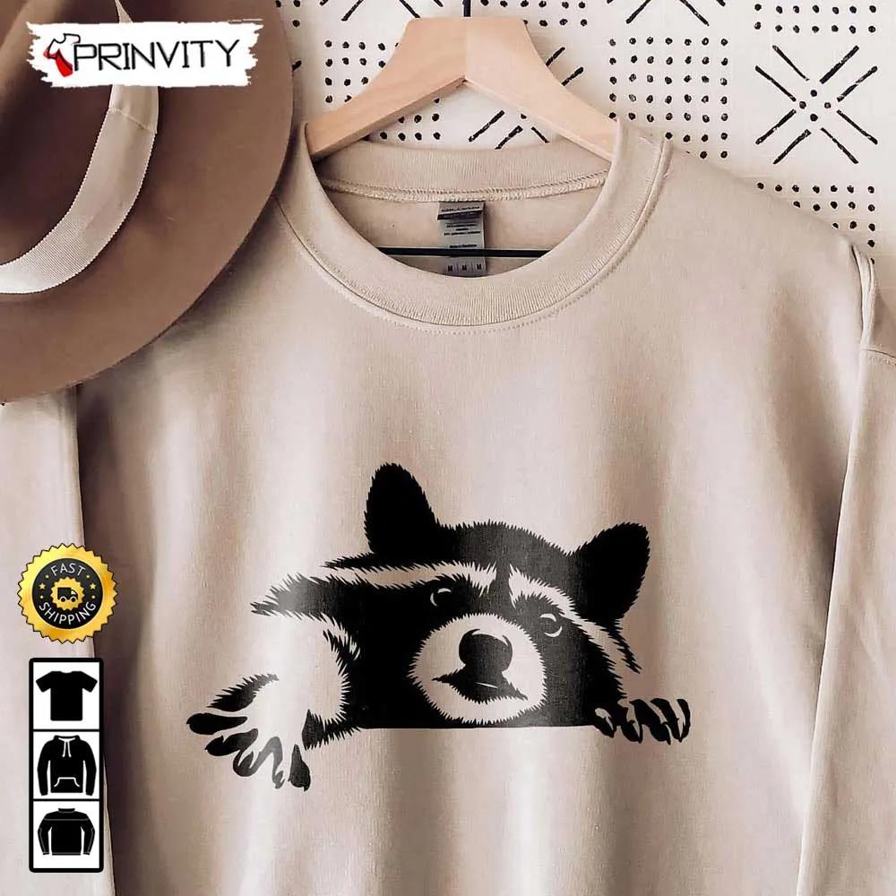 Raccoon T-Shirt, Cute Raccoon Tee, Raccoon Graphic Tee, Animal Lover, Animal Gift, Raccoon Lover Gift, Unisex Hoodie, Sweatshirt, Long Sleeve - Prinvity