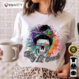 Salty Lil Beach Summer Skull Girl T-Shirt, Unisex Hoodie, Sweatshirt, Long Sleeve - Prinvity