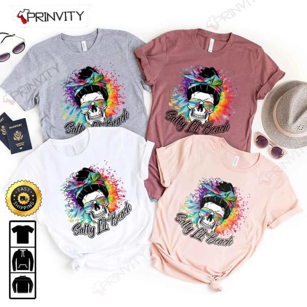 Salty Lil Beach Summer Skull Girl T-Shirt, Unisex Hoodie, Sweatshirt, Long Sleeve – Prinvity