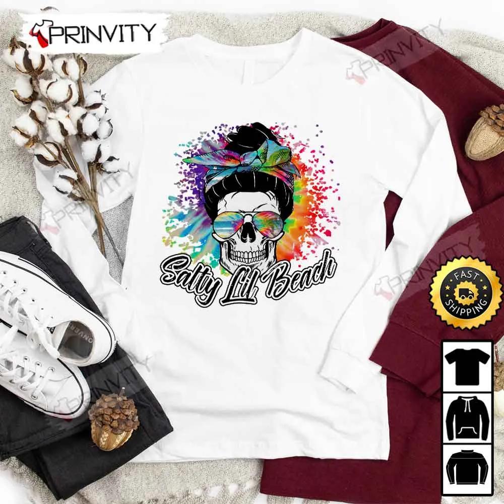 Salty Lil Beach Summer Skull Girl T-Shirt, Unisex Hoodie, Sweatshirt, Long Sleeve - Prinvity