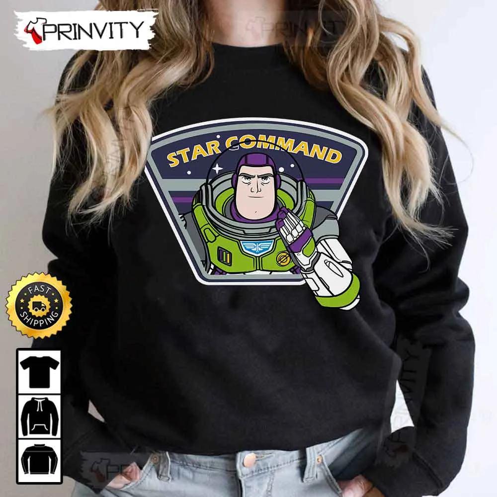 Star Command Buzz Lightyear T-Shirt, Disney Pixar, Toy Story, Unisex Hoodie, Sweatshirt, Long Sleeve - Prinvity