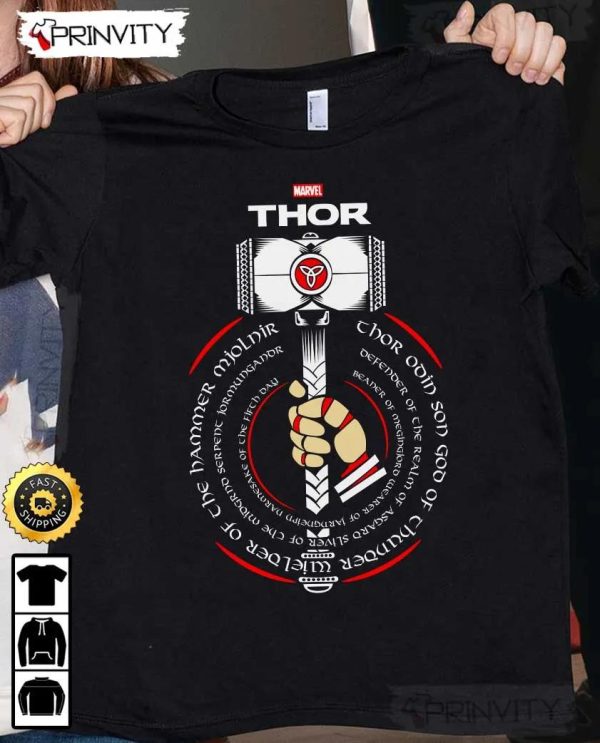 Thor Marvel Mjolnir T-Shirt, Supper Hero, Unisex Hoodie, Sweatshirt, Long Sleeve – Prinvity