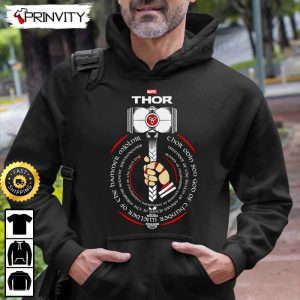 Thor Marvel Mjolnir T Shirt Supper Hero Unisex Hoodie Sweatshirt Long Sleeve Prinvity HD007 7