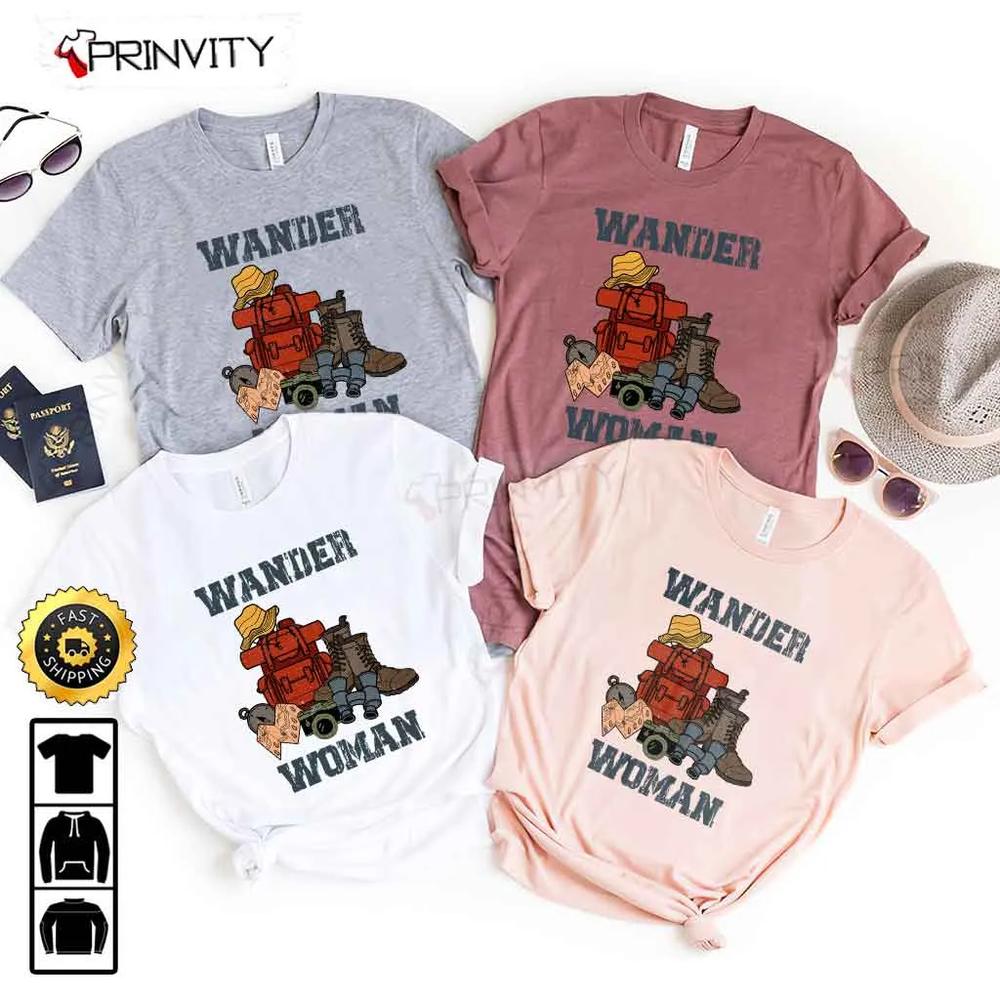 Wander Woman Camping T-Shirt, Rv Park, Campsite, Gifts For Camping Lover, Unisex Hoodie, Sweatshirt, Long Sleeve - Prinvity