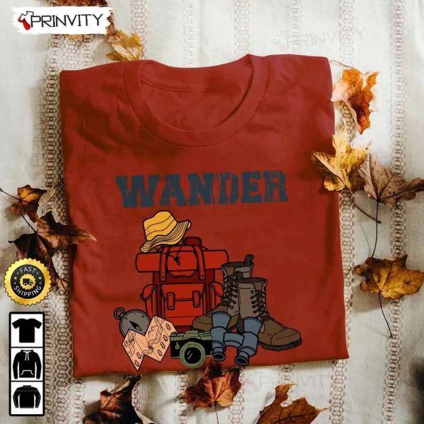 Wander Woman Camping T-Shirt, Rv Park, Campsite, Gifts For Camping Lover, Unisex Hoodie, Sweatshirt, Long Sleeve – Prinvity
