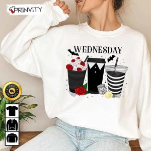 Wednesday Addams Coffee Trending Sweatshirt, Unisex Hoodie, T-Shirt, Long Sleeve, Tank Top - Prinvity