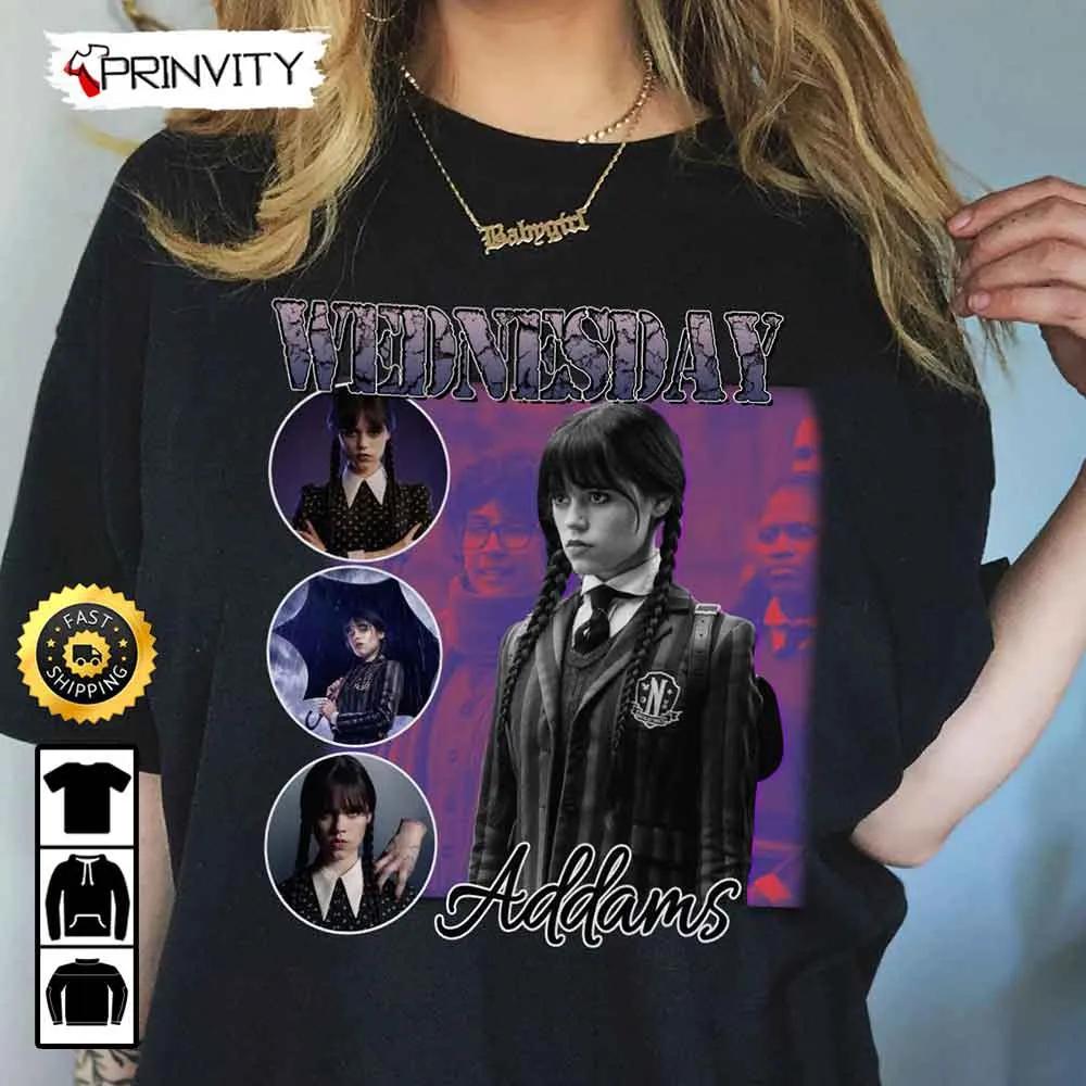 Wednesday Addams T-Shirt, Unisex Hoodie, Sweatshirt, Long Sleeve, Tank Top - Prinvity Wednesday Addams T-Shirt, Unisex Hoodie, Sweatshirt, Long Sleeve, Tank Top - Prinvity