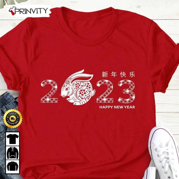 Year Of The Rabbit 2023 Chinese New Year 2023 T-Shirt, Chinese Happy New Year 2023 Tee, Chinese New Year 2023 Tee, Year Of The Rabbit, Unisex Hoodie, Sweatshirt, Long Sleeve – Prinvity