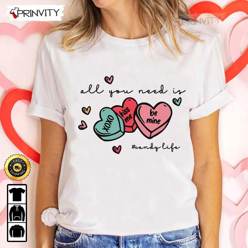 All You Need Is XOXO Kiss Me Be Mine Valentines Day T Shirt Candy Life Valentines Day Ideas 2023 Best Valentines Gifts For Her Unisex Hoodie Sweatshirt Valentine HD079 1 1