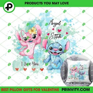 Angel And Stitch I Love You Valentine’s Day Pillow, Lilo & Stitch Valentines Day Ideas 2023, Best Valentines Gifts, Unique Valentines Gifts, Size 14”x14”, 16”x16”, 18”x18”, 20”x20′ – Prinvity