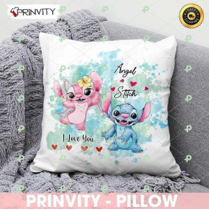 Angel And Stitch I Love You Valentine’s Day Pillow, Lilo & Stitch Valentines Day Ideas 2023, Best Valentines Gifts, Unique Valentines Gifts, Size 14”x14”, 16”x16”, 18”x18”, 20”x20′ – Prinvity