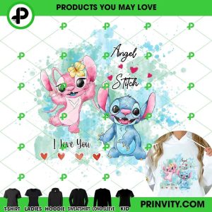 Angel And Stitch I Love You Valentine’s Day T-Shirt, Valentines Day Ideas 2023, Best Valentines Gifts, Unique Valentines Gifts, Unisex Hoodie, Sweatshirt, Long Sleeve – Prinvity