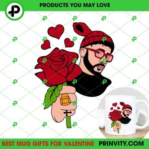 Bad Bunny Flower Love Valentine’s Day Mug, Size 11oz & 15oz, Stitch And Angel Valentines Day Ideas 2023, Best Valentines Gifts, Unique Valentines Gifts – Prinvity