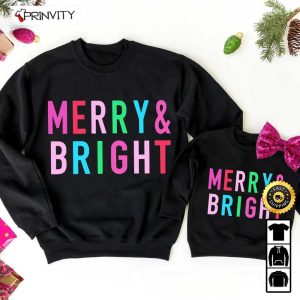 Merry Bright T Shirt Gifts For Women Christmas Sweater Christmas Crewneck Holiday Sweater Prinvity 3