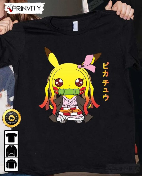 Pikachu Nezuko Demon Slayer Anime T-Shirt, Demon Slayer Season 3, Demon Slayer PS4, Kimetsu No Yaiba, Mugen Train, Muzan Kibutsuji, Hashira, Unisex Hoodie, Sweatshirt, Long Sleeve – Prinvity