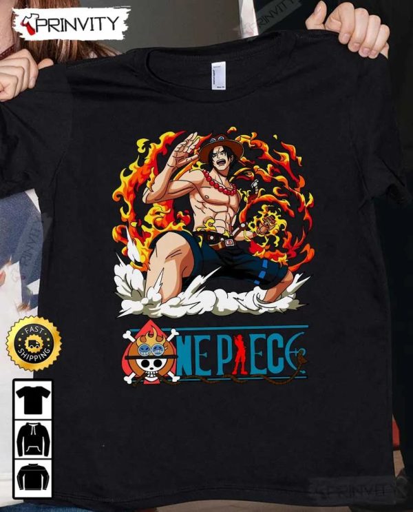 Portgas D. Ace Anime One Piece T-Shirt, The King Of The Pirates, One ...