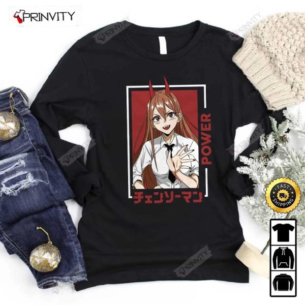 Power Chainsaw Man Anime T-Shirt, Chainsaw Man Manga Series, Unisex Hoodie, Sweatshirt, Long Sleeve – Prinvity