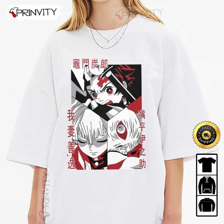 Tanjiro Kamado Zenitsu Inosuke Demon Slayer Anime T-Shirt, Demon Slayer ...