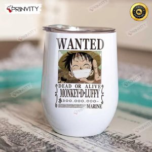 Wanted Dead Or Alive Monkey D Luffy One Piece Anime 12oz Wine Tumbler The King Of The Pirates One Piece Manga Best Gifts For One Piece Fan Sanji Nico Robin Yamato Zoro HD037 3