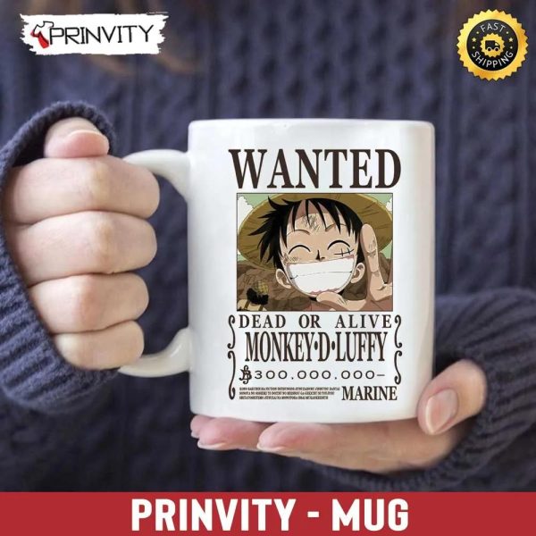 Wanted Dead Or Alive Monkey D. Luffy One Piece Anime Mug, Size 11oz & 15oz, The King Of The Pirates, One Piece Manga, Best Gifts For One Piece Fan, Sanji, Nico Robin, Yamato, Zoro – Prinvity