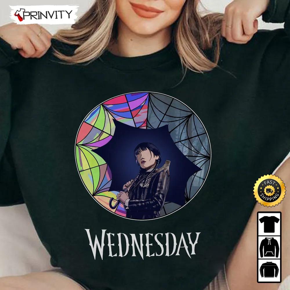 Wednesday Addams 2022 T-Shirt, New 2022 Tv Series, Horror Movies Netflix, Trending Tv Series, Wednesday The Best Day Of Week, Unisex Hoodie, Sweatshirt, Long Sleeve - Prinvity