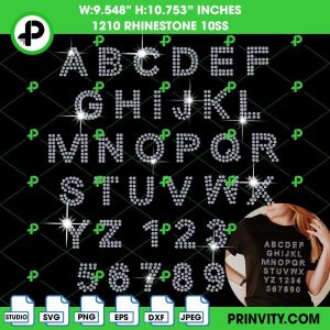 Alphabets And Numbers Rhinestone Template, Rhinestone 10ss Template Digital Instant Download, Cut File SVG, EPS, DXF, Silhouette Studio, PNG – Prinvity