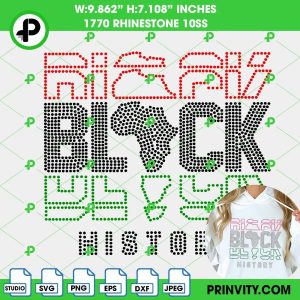 Black History Rhinestone 10ss Template Digital, Bling T-Shirt, Black Lives Matter, Download File SVG, PNG, EPS, DXF, Silhouette Studio – Prinvity