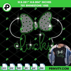 Minnie Mouse Lucky St. Patrick’s Day Bling T-Shirt Rhinestone 10ss Template Digital, Saint Patrick’s Day, Irish, Download File SVG, PNG, EPS, DXF, Silhouette Studio – Prinvity