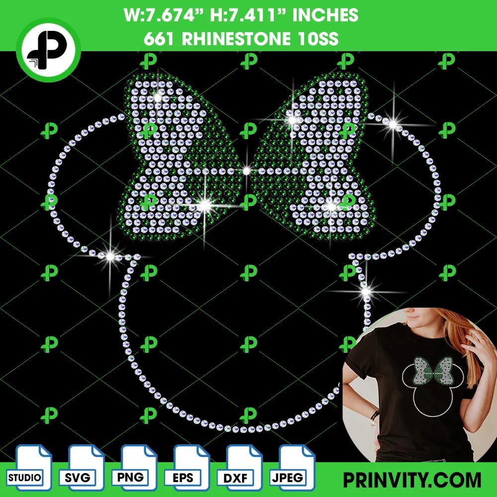 Minnie Mouse St. Patrick’s Day Clover Bling T-Shirt Rhinestone 10ss Template Digital, Saint Patrick’s Day, Irish, Download File SVG, PNG, EPS, DXF, Silhouette Studio – Prinvity