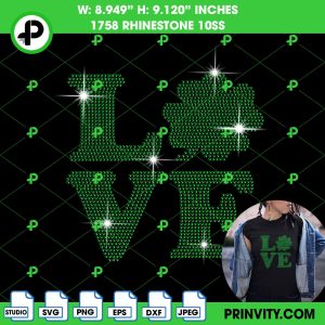 St. Patrick’s Day Love Shamrock SVG Rhinestone 10ss Template Digital, St. Patrick’s Day Svg Bling Tee, Download File SVG, PNG, EPS, DXF, Cricut Silhouette – Prinvity