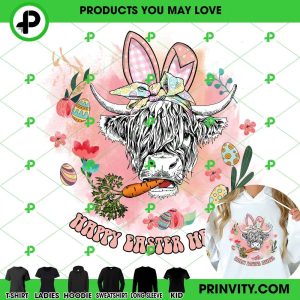 Happy Easter Heifer T-Shirt, Best Gifts For Easter Event, Happy Bunny Easter, Easter Egg, Unisex Hoodie, Sweatshirt, Long Sleeve – Prinvity