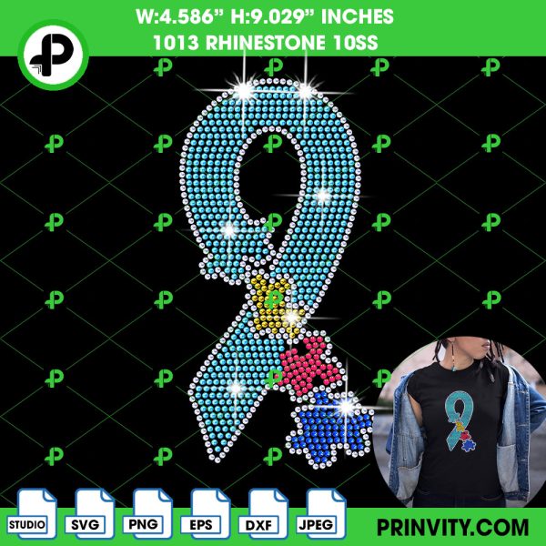 Autism Awareness Svg Rhinestone 10ss Template Digital, Autism Day Svg Bling Tee, Download File SVG, PNG, EPS, DXF, Cricut Silhouette – Prinvity