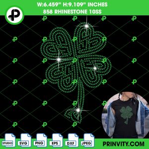 Celtic Knot Clover Svg Rhinestone 10ss Template Digital, St. Patrick’s Day Svg Bling Tee, Download File SVG, PNG, EPS, DXF, Cricut Silhouette – Prinvity