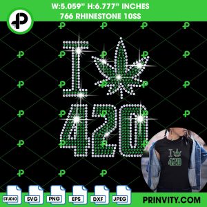 I Love 420 Cannabis Svg Rhinestone 10ss Template Digital, 420 Day Bling Tee, Download File Cricut SVG, EPS, DXF, PNG, Silhouette Studio – Prinvity