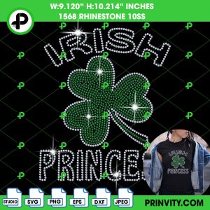 Irish Princess Svg Rhinestone 10ss Template Digital, St. Patrick’s Day Svg Bling Tee, Download File SVG, PNG, EPS, DXF, Cricut Silhouette – Prinvity