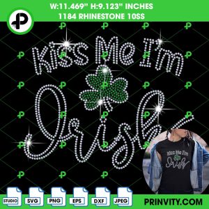 Kiss Me I’m Irish Svg Rhinestone 10ss Template Digital, St. Patrick’s Day Svg Bling Tee, Download File SVG, PNG, EPS, DXF, Cricut Silhouette – Prinvity