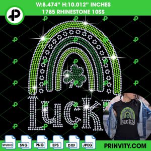 Lucky St. Patrick’s Day Clover Svg Rhinestone 10ss Template Digital, St. Patrick’s Day Svg Bling Tee, Download File SVG, PNG, EPS, DXF, Cricut Silhouette – Prinvity