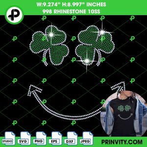 Smiley Shamrock Svg Rhinestone 10ss Template Digital, St. Patrick’s Day Svg Bling Tee, Download File SVG, PNG, EPS, DXF, Cricut Silhouette – Prinvity